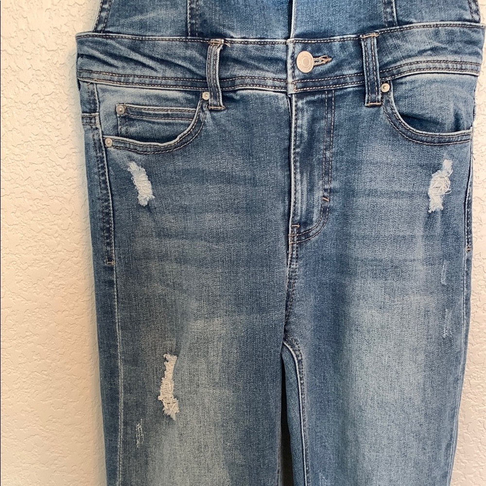 Sky and Sparrow Blue Overalls with Slim Fit and Distressed Style - Picture 9 of 11